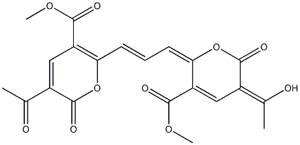 3-Acetyl-2-oxo-6-[3-[[3-(1-hydroxyethylidene)-5-(methoxycarbonyl)-3,6-dihydro-2-oxo-2H-pyran]-6-ylidene]-1-propenyl]-2H-pyran-5-carboxylic acid methyl ester,,结构式