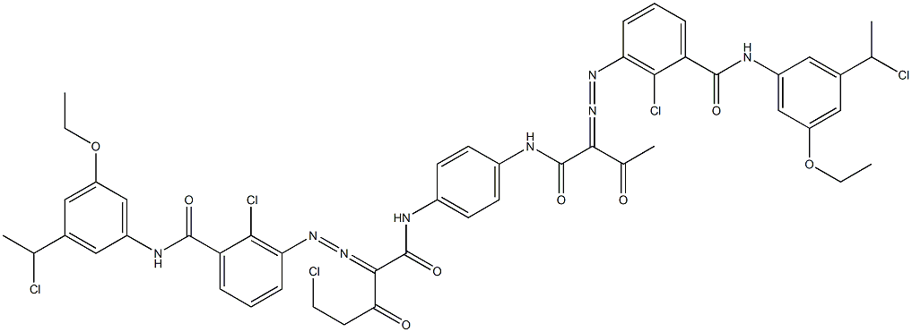 3,3'-[2-(Chloromethyl)-1,4-phenylenebis[iminocarbonyl(acetylmethylene)azo]]bis[N-[3-(1-chloroethyl)-5-ethoxyphenyl]-2-chlorobenzamide] Structure