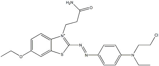 2-[4-[N-Ethyl-N-(2-chloroethyl)amino]phenylazo]-3-(2-carbamoylethyl)-6-ethoxybenzothiazol-3-ium,,结构式