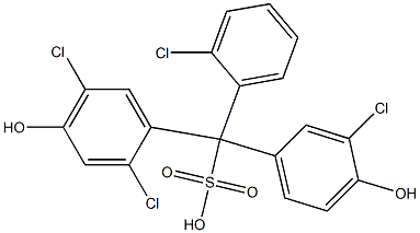 (2-クロロフェニル)(3-クロロ-4-ヒドロキシフェニル)(2,5-ジクロロ-4-ヒドロキシフェニル)メタンスルホン酸 化学構造式