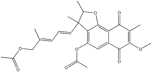 2,3-Dihydro-4-acetyloxy-3-[(1E,3E)-5-acetyloxy-4-methyl-1,3-pentadienyl]-7-methoxy-2,3,8-trimethylnaphtho[1,2-b]furan-6,9-dione Structure