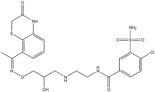 4-クロロ-3-スルファモイル-N-[2-[[2-ヒドロキシ-3-[[[1-[(3,4-ジヒドロ-3-オキソ-2H-1,4-ベンゾチアジン)-8-イル]エチリデン]アミノ]オキシ]プロピル]アミノ]エチル]ベンズアミド 化学構造式