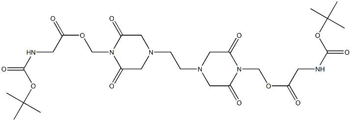 4,4'-Ethylenebis(2,6-dioxopiperazine-1-methanol)bis[[(tert-butoxycarbonyl)amino]acetate] Structure