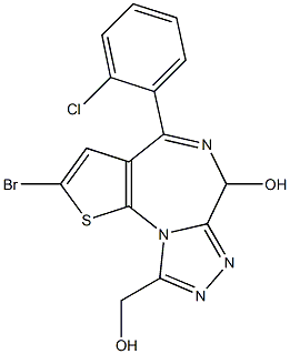 2-Bromo-4-(o-chlorophenyl)-9-(hydroxymethyl)-6H-thieno[3,2-f][1,2,4]triazolo[4,3-a][1,4]diazepin-6-ol Struktur