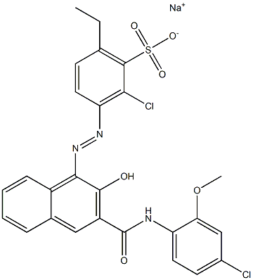 2-Chloro-6-ethyl-3-[[3-[[(4-chloro-2-methoxyphenyl)amino]carbonyl]-2-hydroxy-1-naphtyl]azo]benzenesulfonic acid sodium salt Structure