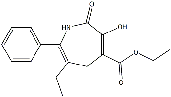 2,5-Dihydro-3-hydroxy-7-phenyl-6-ethyl-2-oxo-1H-azepine-4-carboxylic acid ethyl ester Struktur