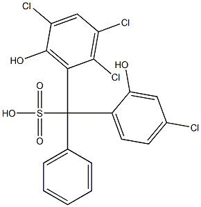 (4-Chloro-2-hydroxyphenyl)(2,3,5-trichloro-6-hydroxyphenyl)phenylmethanesulfonic acid Struktur