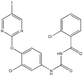 1-(2-クロロベンゾイル)-3-[4-[(5-ヨード-2-ピリミジニル)オキシ]-3-クロロフェニル]尿素 化学構造式