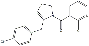 2-クロロ-3-[(4,5-ジヒドロ-2-(4-クロロベンジル)-1H-ピロール)-1-イルカルボニル]ピリジン 化学構造式