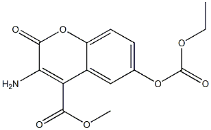 3-Amino-6-ethoxycarbonyloxy-2-oxo-2H-1-benzopyran-4-carboxylic acid methyl ester Struktur