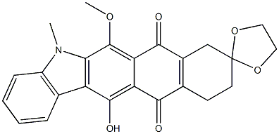 9,9-エチレンジオキシ-13-ヒドロキシ-6-メトキシ-5-メチル-8,9,10,11-テトラヒドロ-5H-ナフト[2,3-b]カルバゾール-7,12-ジオン 化学構造式