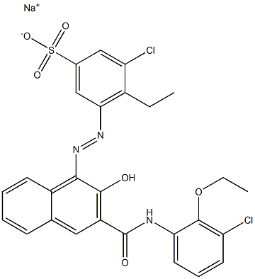 3-Chloro-4-ethyl-5-[[3-[[(3-chloro-2-ethoxyphenyl)amino]carbonyl]-2-hydroxy-1-naphtyl]azo]benzenesulfonic acid sodium salt Structure