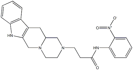 3,4,6,7,12,12a-ヘキサヒドロ-N-(2-ニトロフェニル)ピラジノ[1',2':1,6]ピリド[3,4-b]インドール-2(1H)-プロパンアミド 化学構造式