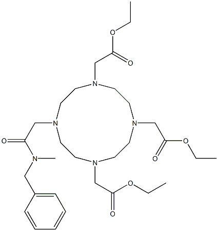 10-(N-Benzylmethylaminocarbonylmethyl)-1,4,7,10-tetraazacyclododecane-1,4,7-triacetic acid triethyl ester Structure