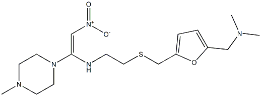 1-[[2-[[[5-(Dimethylaminomethyl)-2-furyl]methyl]thio]ethyl]amino]-1-(4-methylpiperazino)-2-nitroethene,,结构式