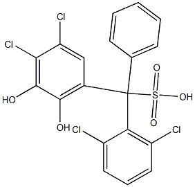 (2,6-Dichlorophenyl)(3,4-dichloro-5,6-dihydroxyphenyl)phenylmethanesulfonic acid,,结构式