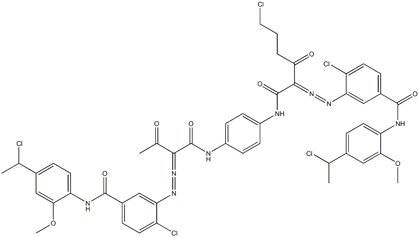 3,3'-[2-(2-Chloroethyl)-1,4-phenylenebis[iminocarbonyl(acetylmethylene)azo]]bis[N-[4-(1-chloroethyl)-2-methoxyphenyl]-4-chlorobenzamide] Structure