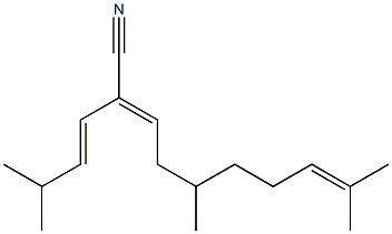 5,9-Dimethyl-2-[(E)-3-methyl-1-butenyl]-2,8-decadienenitrile,,结构式