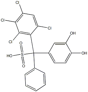 (2,4,5,6-テトラクロロフェニル)(3,4-ジヒドロキシフェニル)フェニルメタンスルホン酸 化学構造式