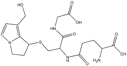 2-Amino-4-[[[2-[[[2,3-dihydro-7-(hydroxymethyl)-1H-pyrrolizin]-1-yl]thio]-1-[[(carboxymethyl)amino]carbonyl]ethyl]amino]carbonyl]butanoic acid Struktur