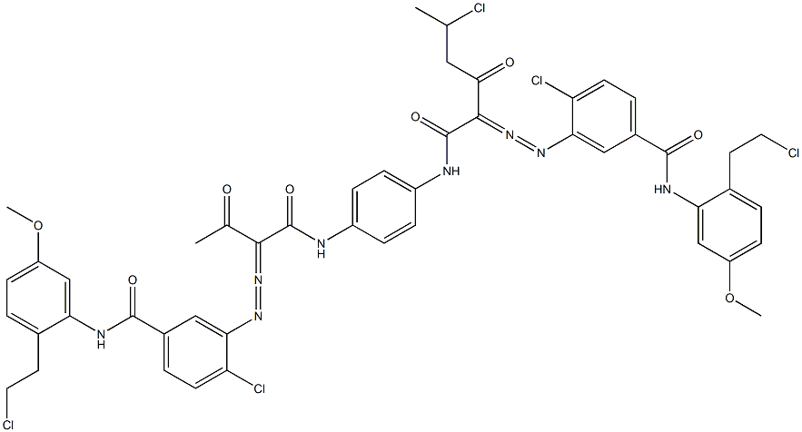3,3'-[2-(1-Chloroethyl)-1,4-phenylenebis[iminocarbonyl(acetylmethylene)azo]]bis[N-[2-(2-chloroethyl)-5-methoxyphenyl]-4-chlorobenzamide] Structure