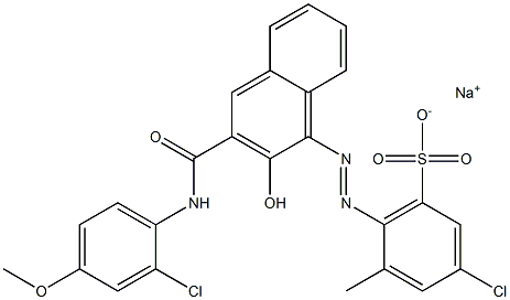 3-Chloro-5-methyl-6-[[3-[[(2-chloro-4-methoxyphenyl)amino]carbonyl]-2-hydroxy-1-naphtyl]azo]benzenesulfonic acid sodium salt Structure