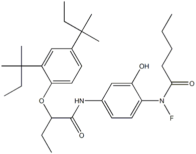 2-(N-Fluoro-N-pentanoylamino)-5-[2-(2,4-di-tert-amylphenoxy)butyrylamino]phenol Struktur