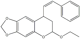 2-Ethoxy-3,4-dihydro-4-[(Z)-2-phenylethenyl]-6,7-methylenedioxy-2H-1-benzopyran 结构式
