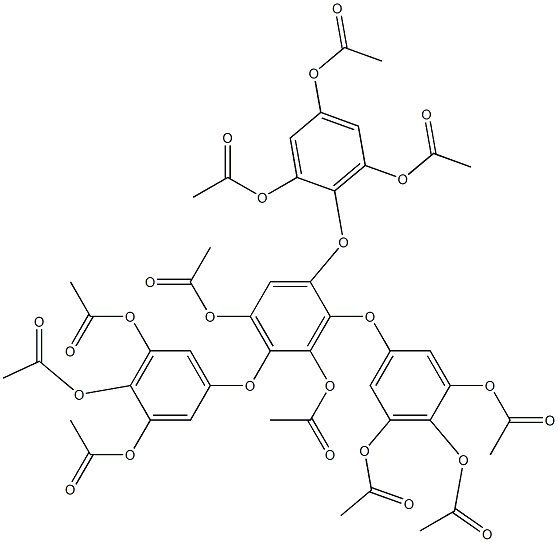 2,4-ビス(3,4,5-トリアセトキシフェノキシ)-2',3,4',5,6'-ペンタアセトキシジフェニルエーテル 化学構造式