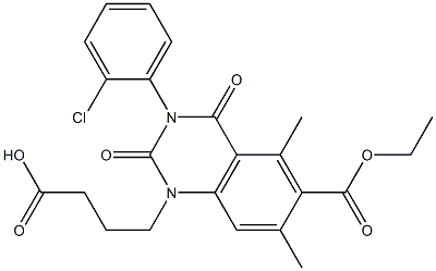[1,2,3,4-Tetrahydro-3-(2-chlorophenyl)-5,7-dimethyl-2,4-dioxo-6-ethoxycarbonylquinazoline]-1-butanoic acid Struktur
