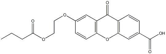 7-[2-(ブタノイルオキシ)エトキシ]-9-オキソ-9H-キサンテン-3-カルボン酸 化学構造式