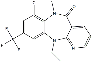 6,11-Dihydro-7-chloro-11-ethyl-9-trifluoromethyl-6-methyl-5H-pyrido[2,3-b][1,5]benzodiazepin-5-one Struktur