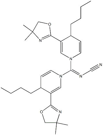 1,1'-(Cyanoiminomethylene)bis[4-butyl-3-(4,4-dimethyl-2-oxazolin-2-yl)-1,4-dihydropyridine] 结构式
