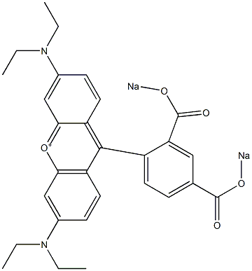 9-[2,4-ビス(ソジオオキシカルボニル)フェニル]-3,6-ビス(ジエチルアミノ)キサンチリウム 化学構造式