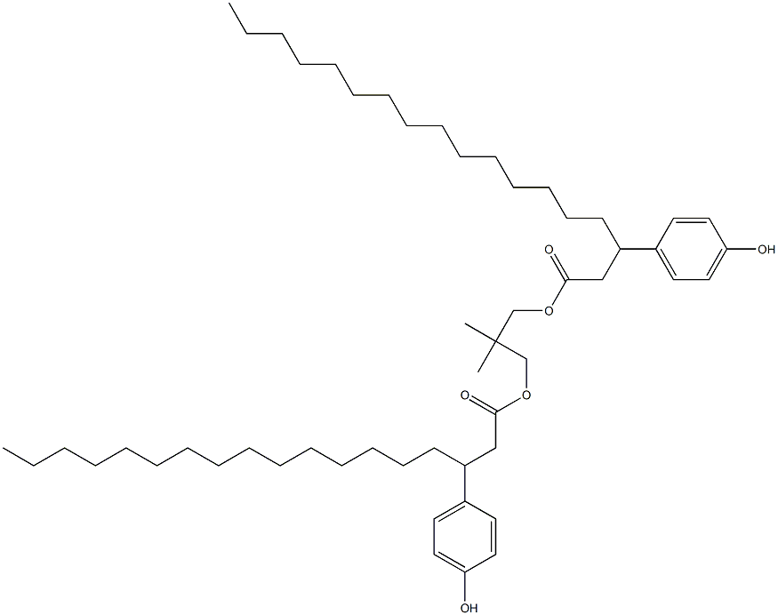 ビス[3-(4-ヒドロキシフェニル)ステアリン酸]2,2-ジメチルプロパン-1,3-ジイル 化学構造式