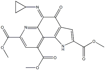 4,5-Dihydro-4-oxo-5-(cyclopropylimino)-1H-pyrrolo[2,3-f]quinoline-2,7,9-tricarboxylic acid trimethyl ester Struktur