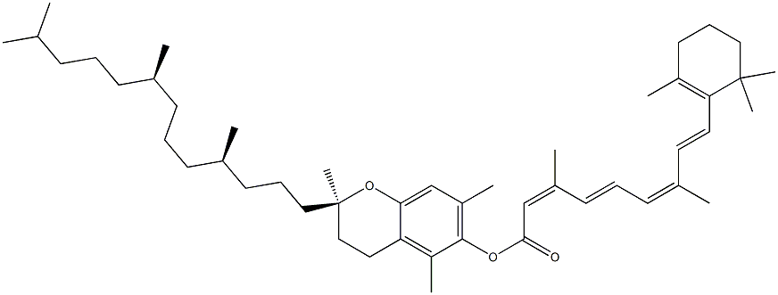 レチノイン酸[(R)-3,4-ジヒドロ-2,5,7-トリメチル-2-[(4R,8R)-4,8,12-トリメチルトリデシル]-2H-1-ベンゾピラン]-6-イル 化学構造式