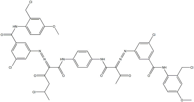 3,3'-[2-(1-Chloroethyl)-1,4-phenylenebis[iminocarbonyl(acetylmethylene)azo]]bis[N-[2-(chloromethyl)-4-methoxyphenyl]-5-chlorobenzamide] Struktur