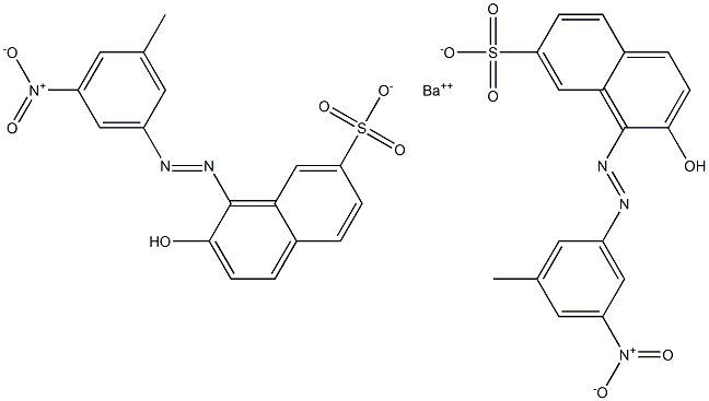 Bis[1-[(3-methyl-5-nitrophenyl)azo]-2-hydroxy-7-naphthalenesulfonic acid]barium salt,,结构式