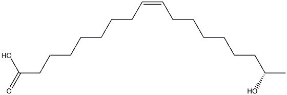 [Z,S,(+)]-17-ヒドロキシ-9-オクタデセン酸 化学構造式