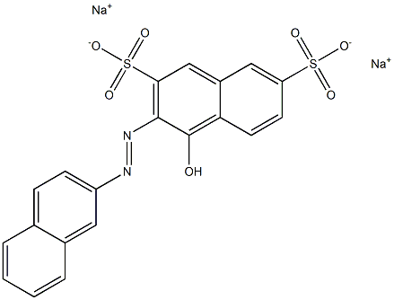 4-Hydroxy-3-(2-naphtylazo)-2,7-naphthalenedisulfonic acid disodium salt,,结构式