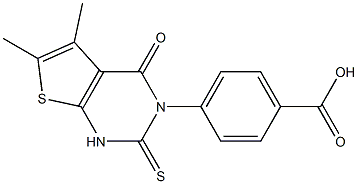 4-[(1,2,3,4-テトラヒドロ-5,6-ジメチル-4-オキソ-2-チオキソチエノ[2,3-d]ピリミジン)-3-イル]安息香酸 化学構造式