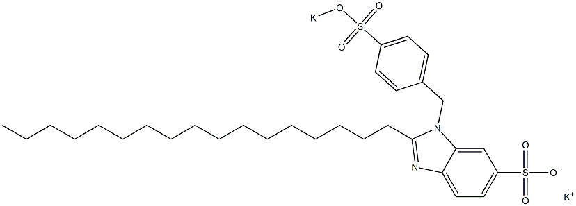 1-[4-(Potassiooxysulfonyl)benzyl]-2-heptadecyl-1H-benzimidazole-6-sulfonic acid potassium salt Struktur