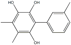 5,6-Dimethyl-3-(3-methylphenyl)benzene-1,2,4-triol,,结构式