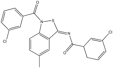 5-Methyl-1-(m-chlorobenzoyl)-3(1H)-(m-chlorobenzoyl)imino-2,1-benzisothiazole Struktur