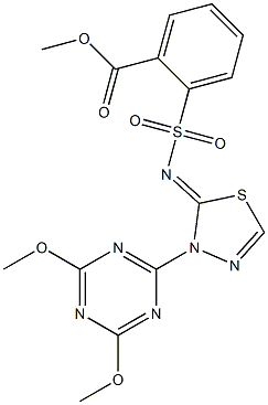 2-[[[3-(4,6-Dimethoxy-1,3,5-triazin-2-yl)-2,3-dihydro-1,3,4-thiadiazol]-2-ylidene]aminosulfonyl]benzoic acid methyl ester,,结构式