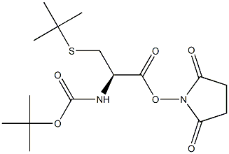 (R)-2-tert-Butoxycarbonylamino-3-tert-butylsulfanyl- propionic acid 2,5-dioxo-pyrrolidin-1-yl ester Struktur