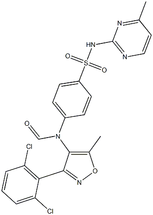 (3-(2,6-Dichlorophenyl)-5-methylisoxazol-4-yl)-N-(4-(((4-methylpyrimidin-2-yl)amino)sulfonyl)phenyl)formamide 化学構造式