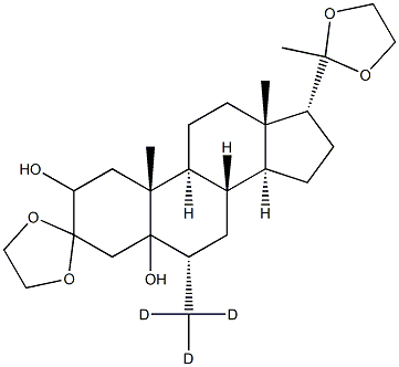(5,17a)-Dihydroxy-6a-(methyl-d3)-pregnane-3,20-dione-3,20-bis(ethyleneketal) Structure