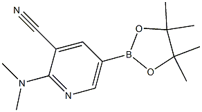 2-(dimethylamino)-5-(4,4,5,5-tetramethyl-1,3,2-dioxaborolan-2-yl)pyridine-3-carbonitrile,,结构式